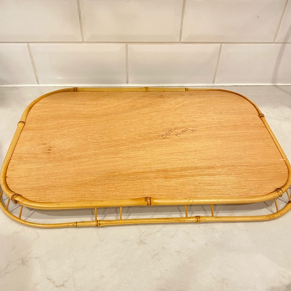 Vintage boho wicker bamboo tray decor - Picture 4 of 4